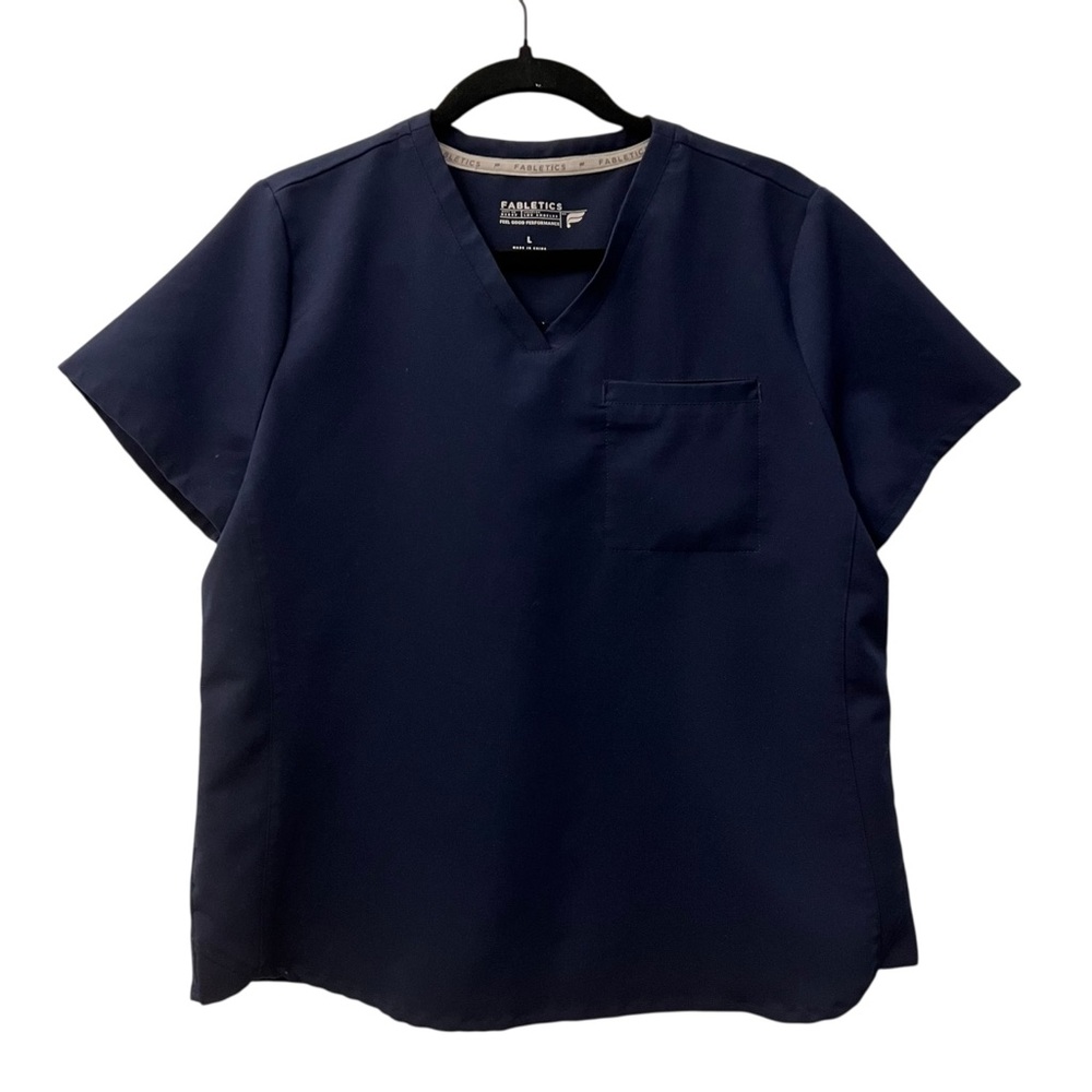 Fabletics Navy Vital 1-Pocket Scrub Top